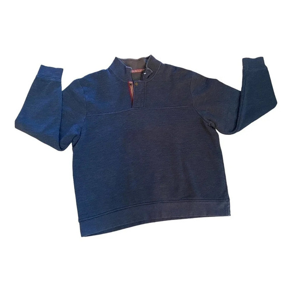 Orvis Long Sleeve Blue Quarter-Zip Snap Closure Warm Sweatshirt Men’s Size XL - Picture 2 of 11
